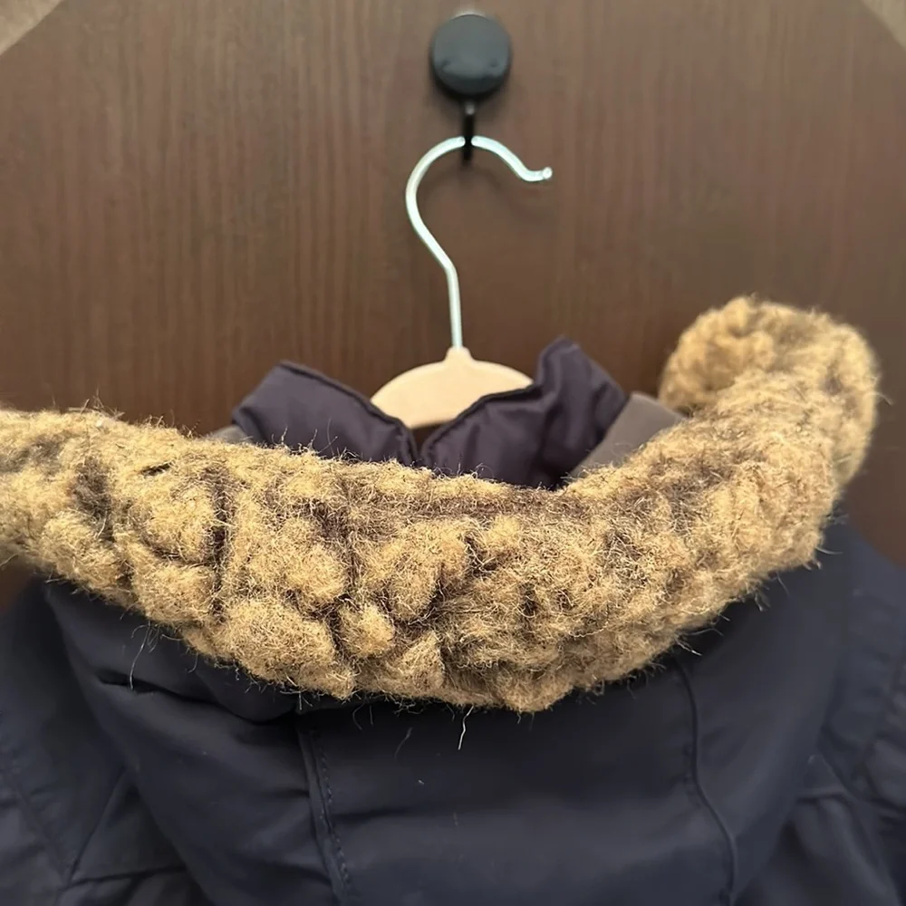 Zara Baby Boy Down Puffer Parka Coat Faux Fur Hood Navy Size 18/24M